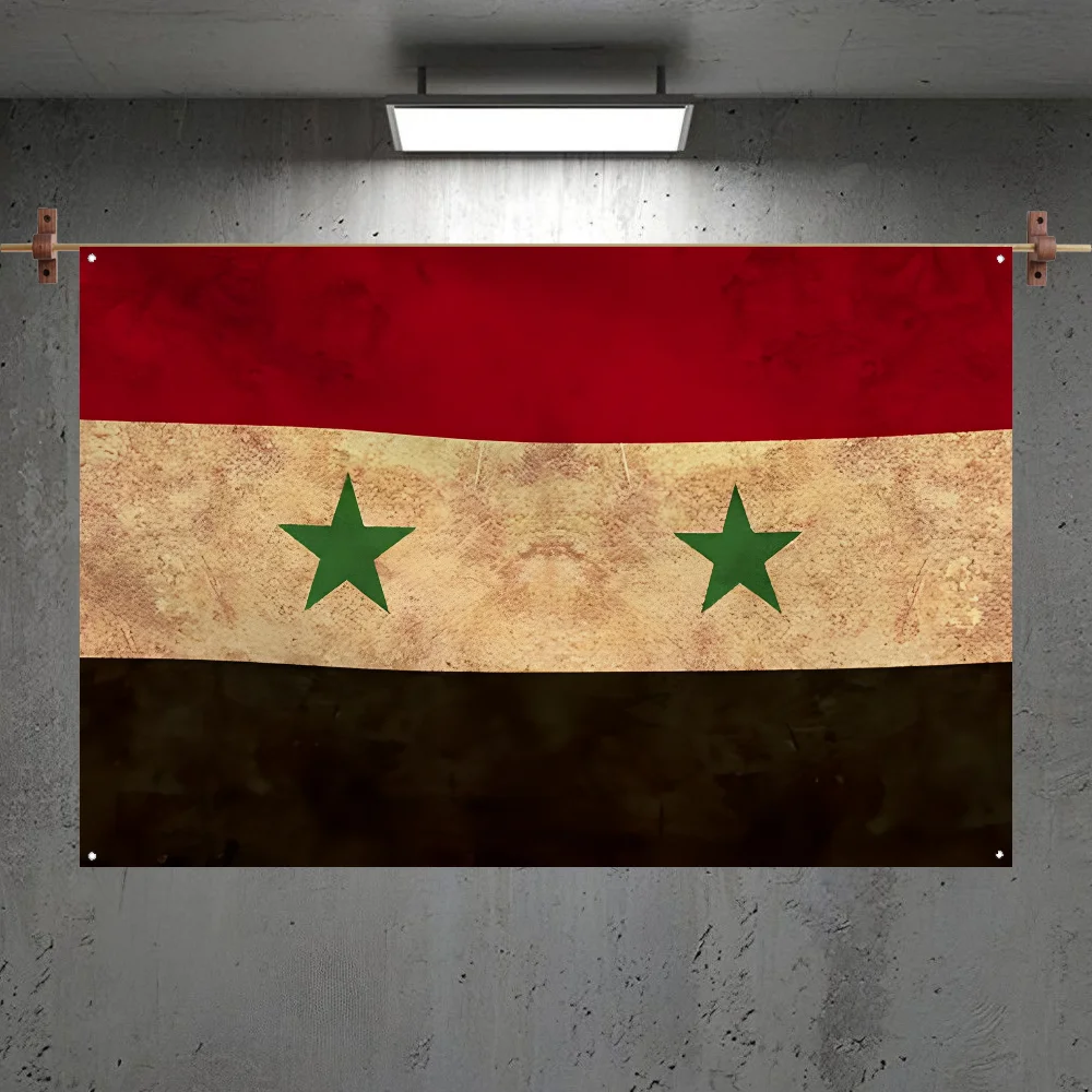 Old Syria Syrian Retro Flag Room Bedroom Home&Outdoor Wall Hanging Concert Printed Background Decoration Art Banner