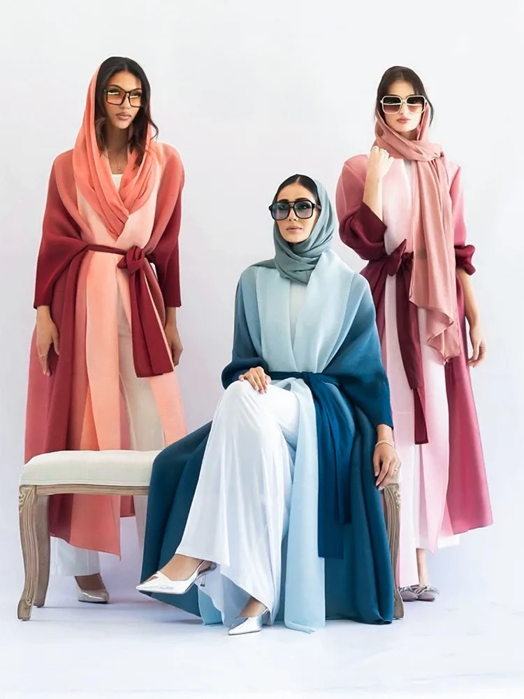 

Летняя женская одежда: традиционная верхняя одежда для арабок, абайи, мусульманские хиджабы, длинные шифоновые пальто с открытым передом, элегантная верхняя одежда.