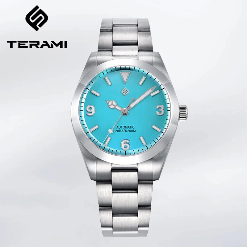 

TERAMI Diver Watch Men NH35 Automatic Mechanical Sapphire Glass Luminous Date 200m 316L Bracelet Seestern Wristwatch Retro