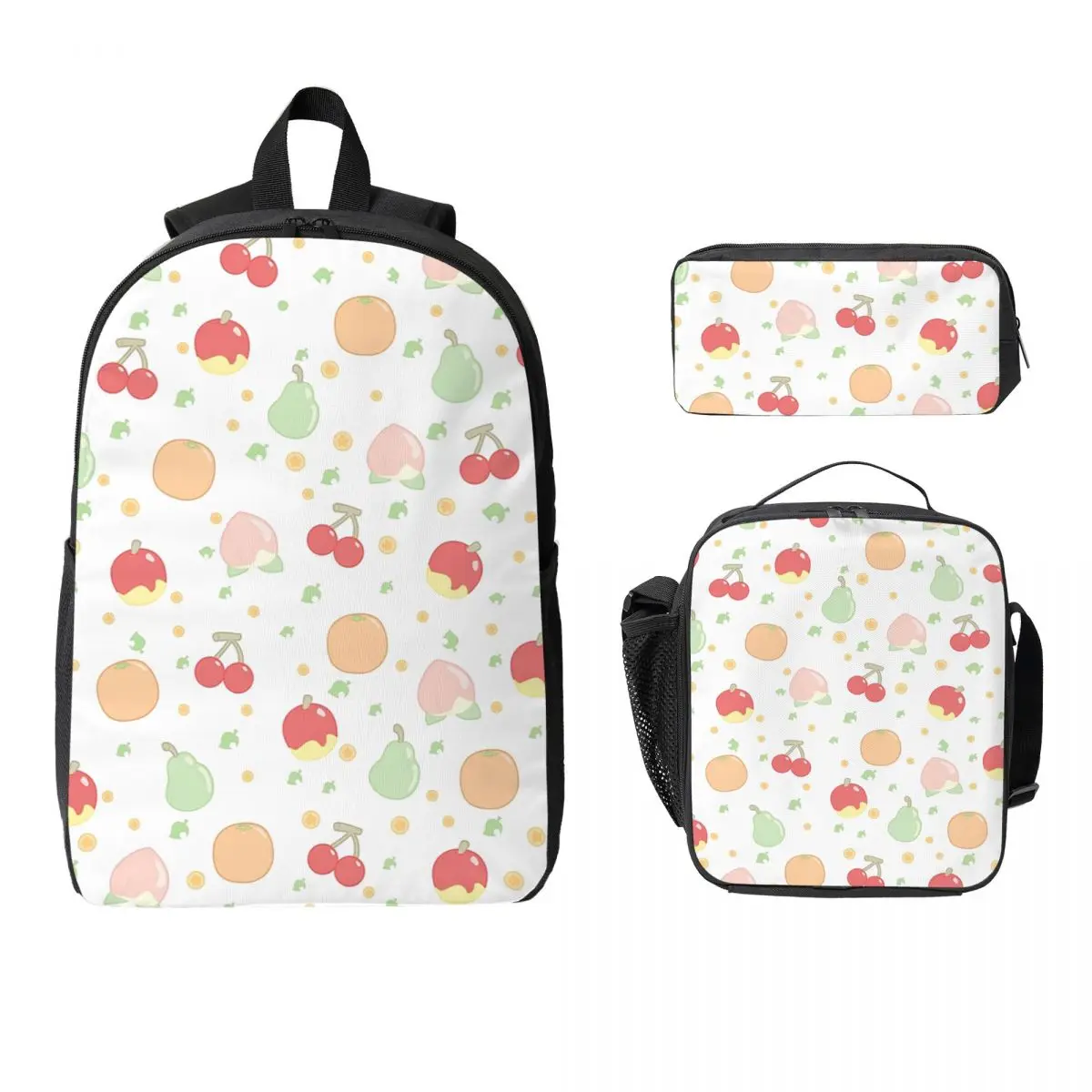 Fruit Pattern Backpack Student Boys Girls BookBag School Bag Laptop Shoulder Bags 3ps Insulated Lunch Bag Pencil Case