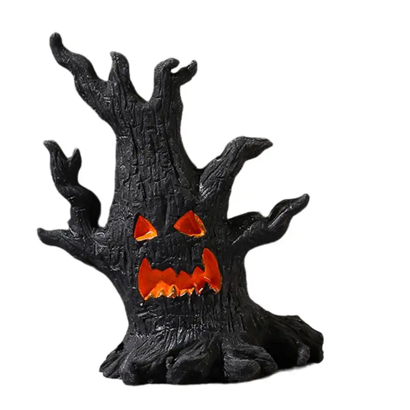 Scary Tree Spooky Tree Face Sculpture Realistic Tabletop Ornament Indoor Outdoor Halloween Decoration For Party Haunted House