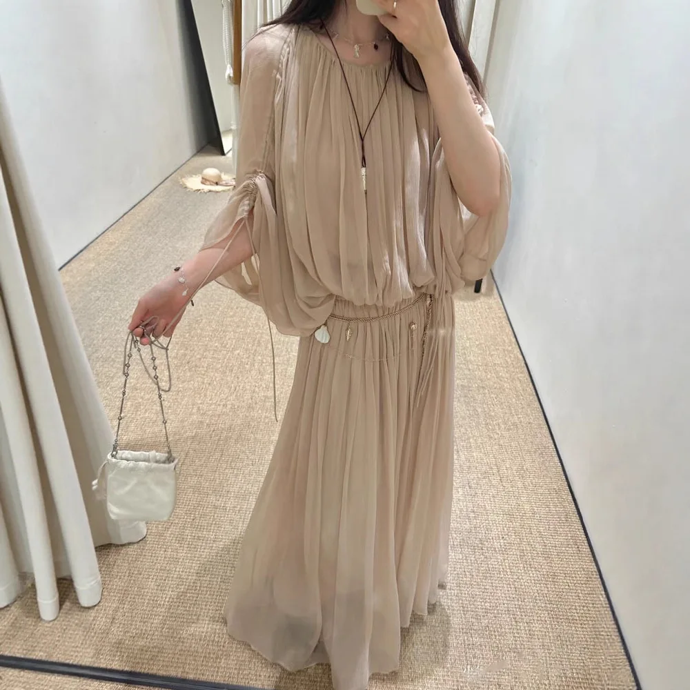 

2025 Autumn Cape Drawstring Top with Soft Pleated Skirt Pure Color y2k skirt