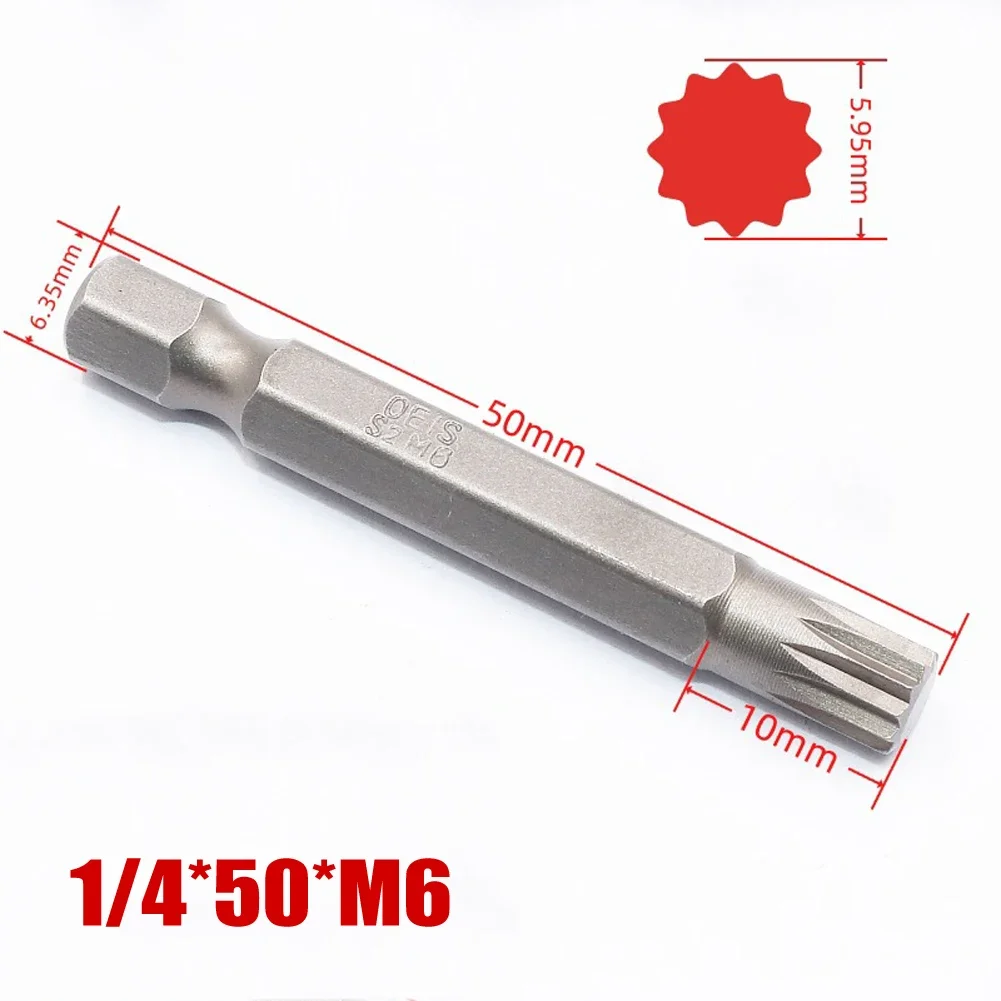 Punte per cacciavite Torx ad alta durezza da 50mm con testa a 12 punti in M 12 dimensioni perfette per cacciaviti elettrici e trapani ad aria