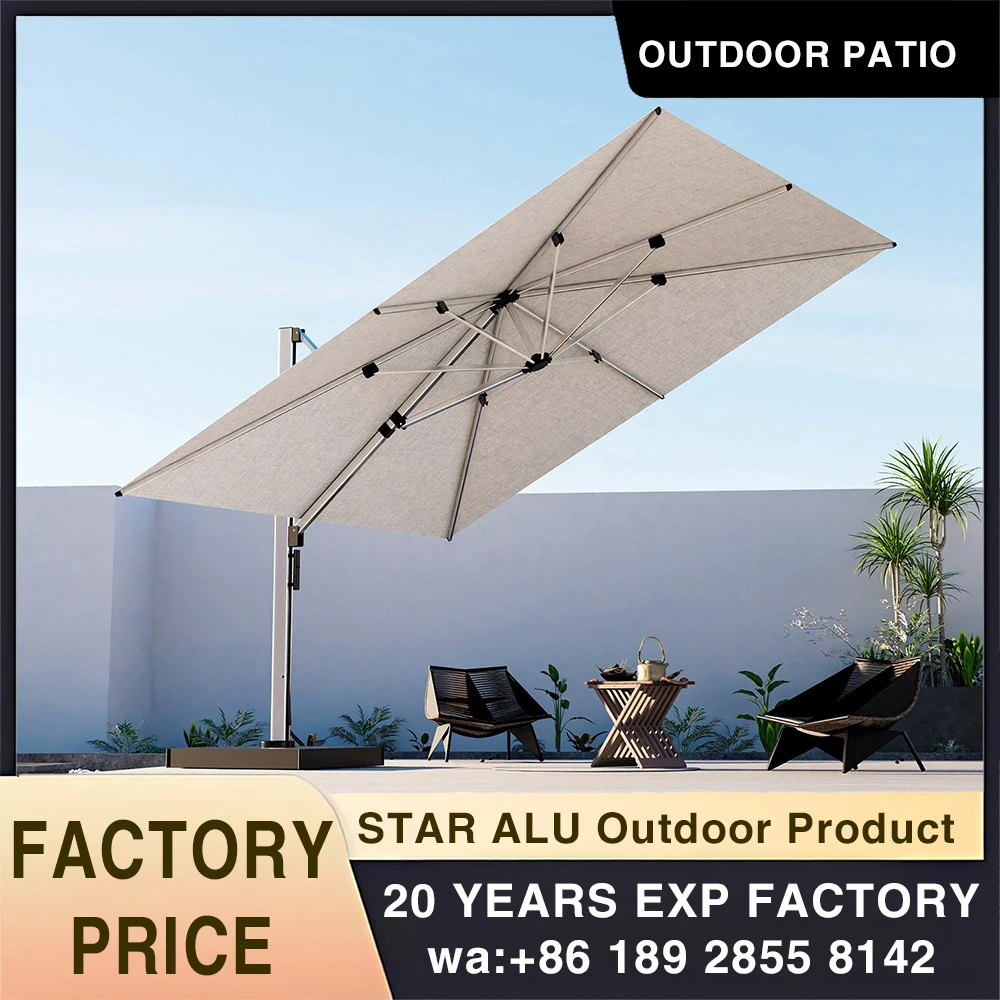 High Quality 3m Foldable Cantilever Sun Parasol Aluminum Frame Garden Patio Umbrellas for Outdoor Furniture Hotels & Parks