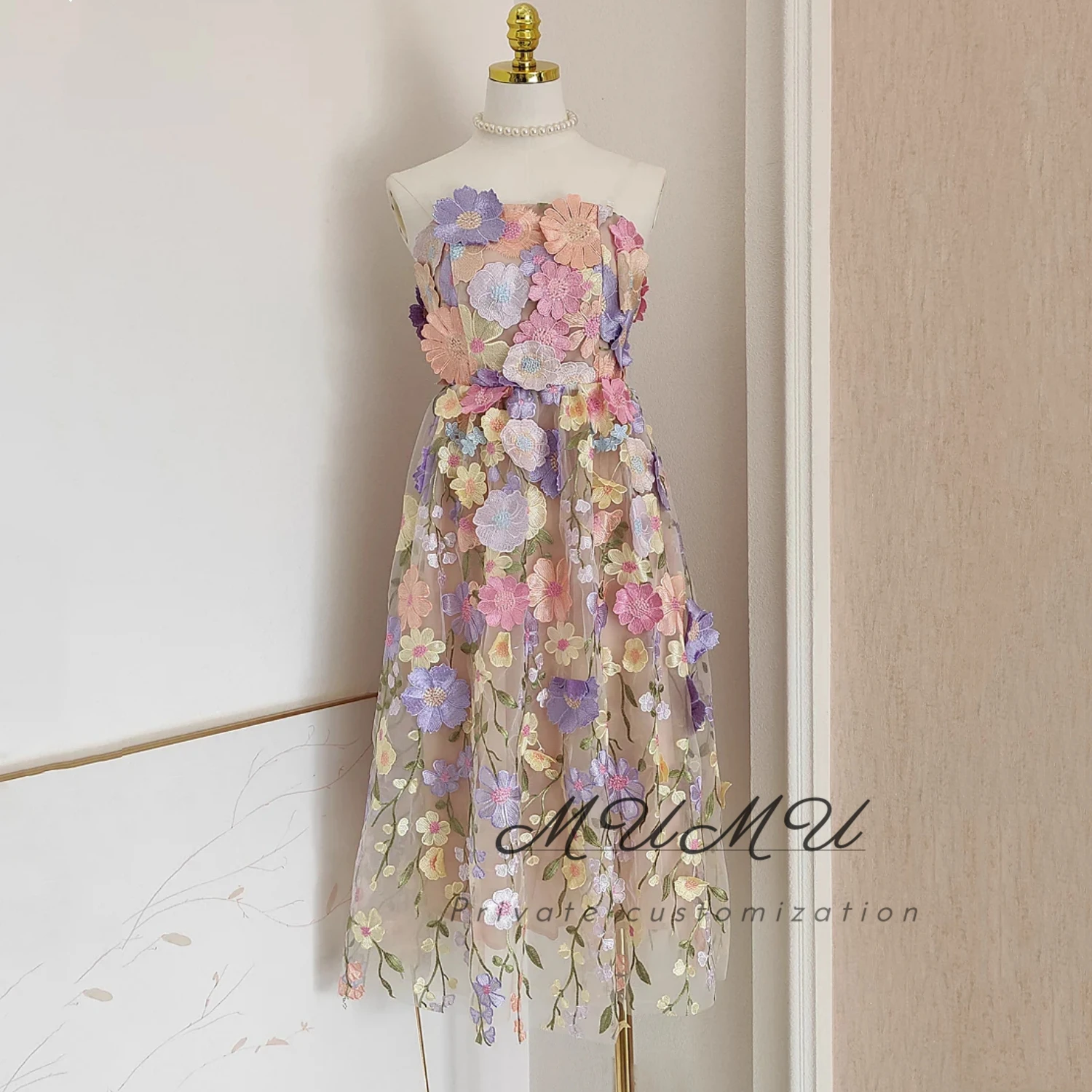 

MuMu Customized Women Evening Dresses Elegant Women's Wedding Party Dresses Платье Вечернее فساتين سهرة floral skirt Ball Gowns