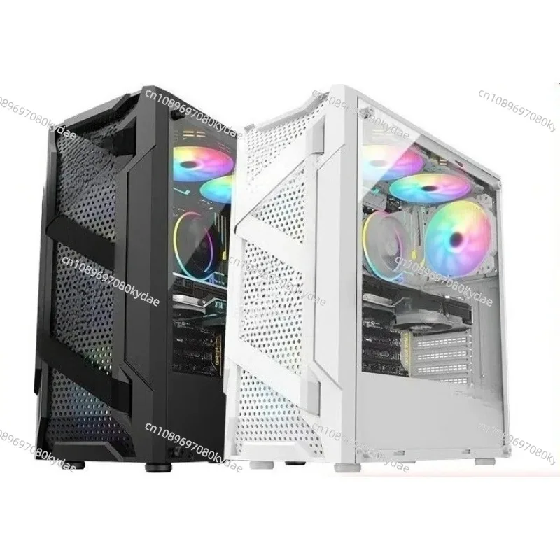 

Gaming PC Case Bandage Iron Mesh Design Tempered Glass Side Transparent Desktop Computer Case