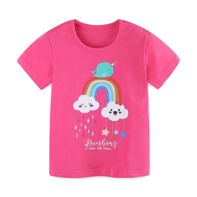 

Jumping meters 2-7T Summer Clothes Baby Tees Tops Cloud Rainbow Print Shirts Hot Selling Kids T shirts Boys Girls Clothing