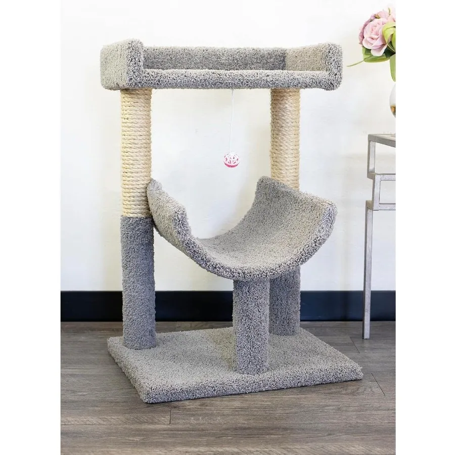 

Maykoosh Artisanal Abode Spacious Cat Tree Perch for Large Cats Durable Carpet Upholstered Cat Play Tower with Sturdy Wood Cons