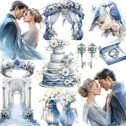 20Pcs/Pack Blue Winter Wedding Sticker DIY Craft Scrapbooking Album Junk Journal Decorative Stickers