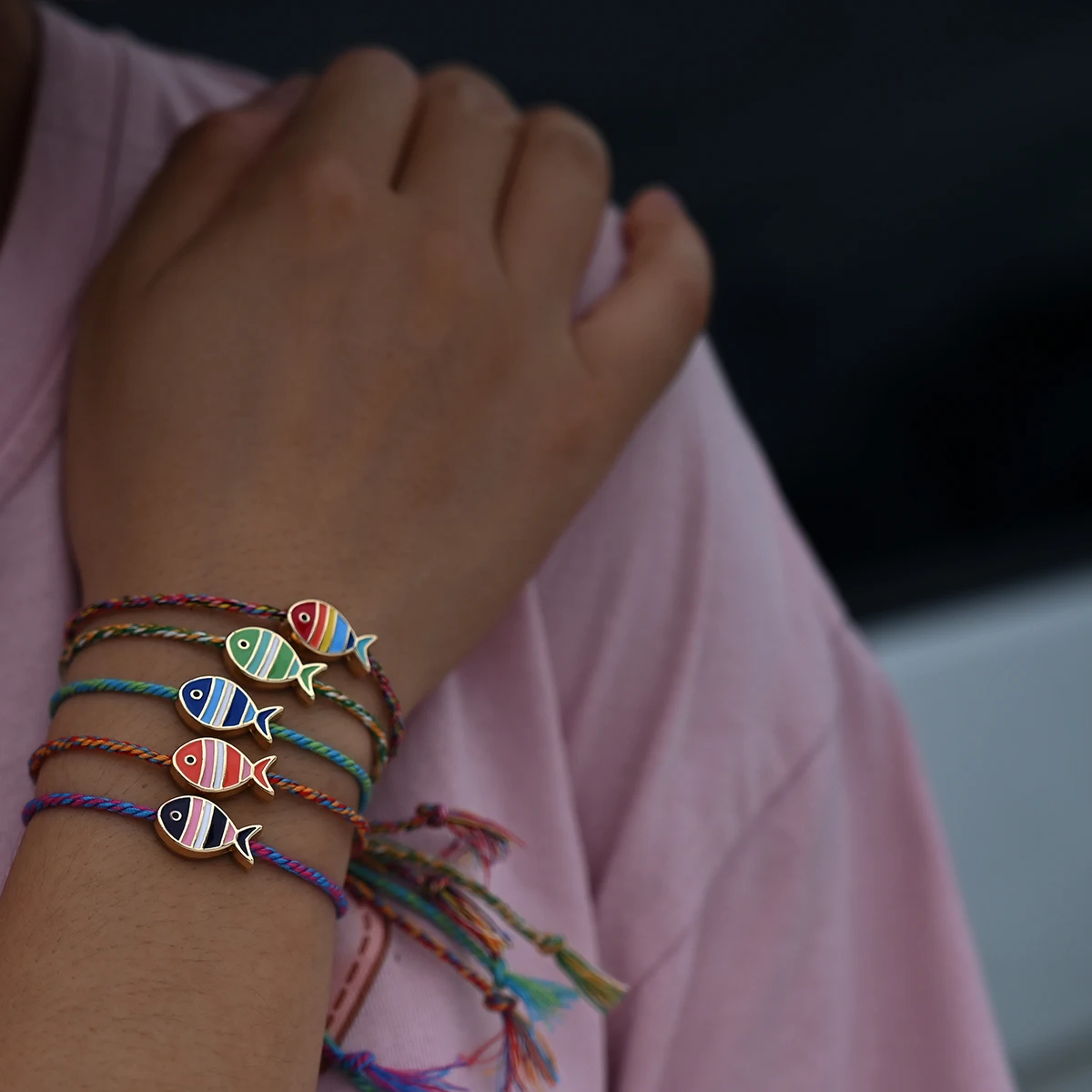 5Pcs Fish Bracelet for Women Colored Bohemian Friendship Beach Wrap Charm Bracelet Woven Rope Jewelry Femme Accessories