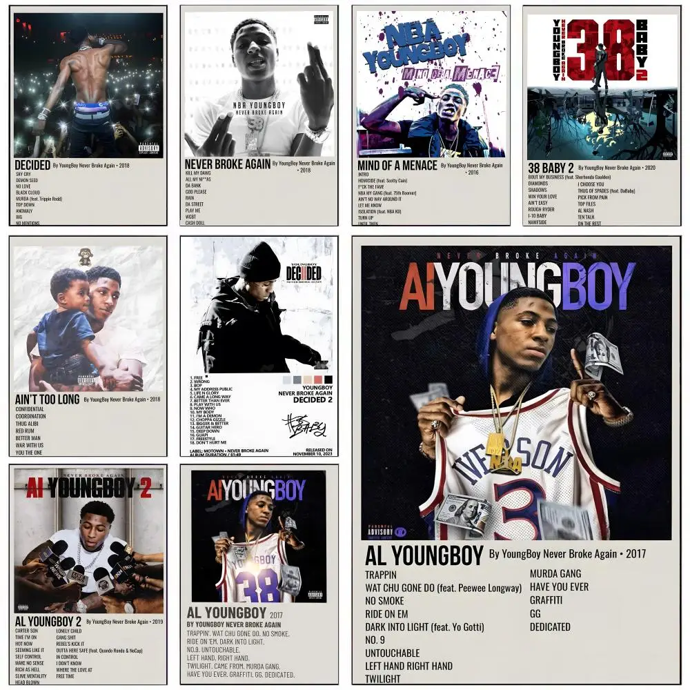 YoungBoy Never Broke Again Poster Self-adhesive Art Waterproof Paper Sticker Coffee House Wall Decor