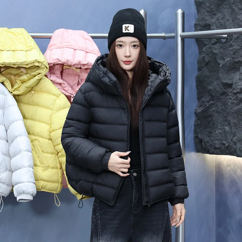 2026 Fashion Autumn Winter Down Cotton-padded Jacket Women's Short Parkas Hooded Coats Student Lightweight Warm Loose Outerwear