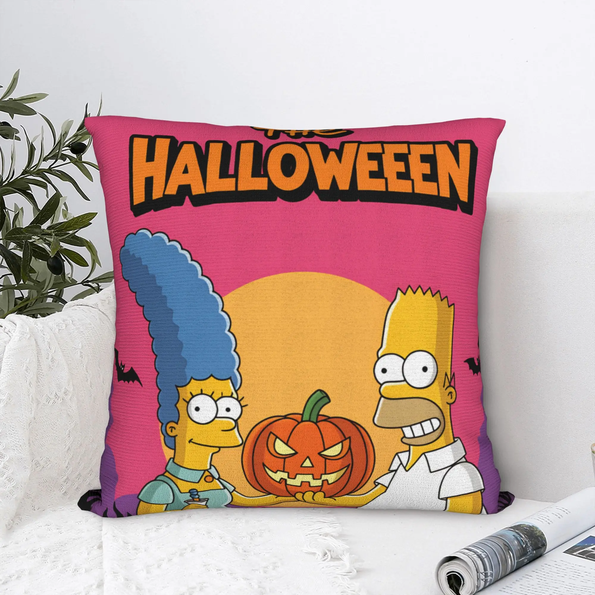 Pillow Case S-Simpsons The Halloween Couple Pumpkin Custom  Pillow Cover For Living Room Bed Chair Cute Funny Pillowcases
