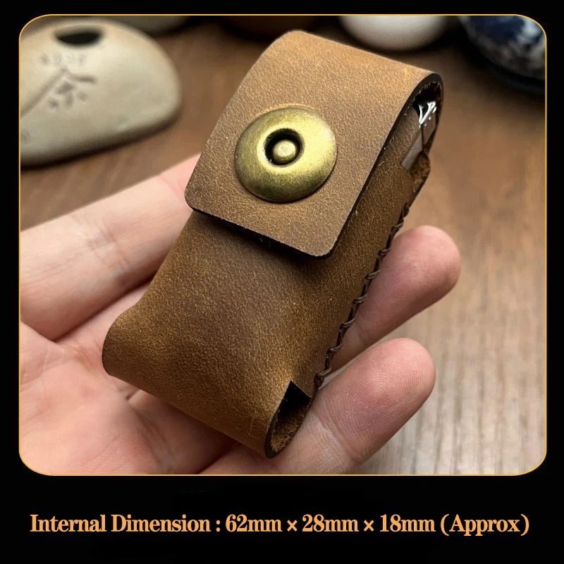 

High Quality Handmade Brown Leather Kerosene Oil Lighter Waist Bag For IMCO Lighters Storage Protection Smoking Accessory