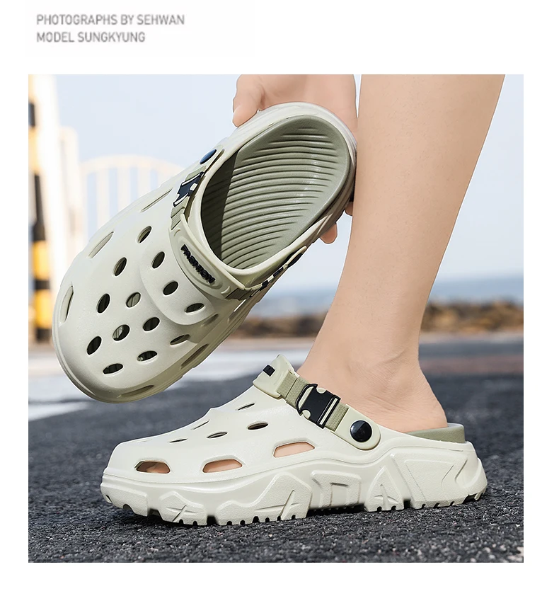Herren- und Damen-Paar-Sommer-Outdoor-Rutschfeste, geruchshemmende, geschlossene Zehenpantoffeln, große Strand-Sandalen und Pantoffeln für – Detail 15