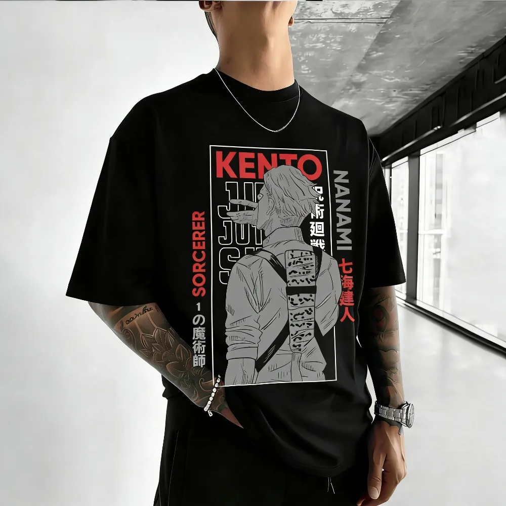 Jujutsu Kaisen Nanami Kento Unisex Reines Baumwoll-T-Shirt 2026 Sommer Heißer Anime-Print Rundhals Locker Sitzendes Kurzarm-Oberteil für die Familie