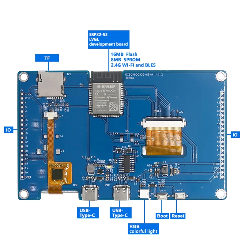 LVGL Arduino 4.3inch 800*480 ESP32-S3 WIFI&Bluetooth LCD Graphic Display TFT Smart Touch Display Screen Module Development Board