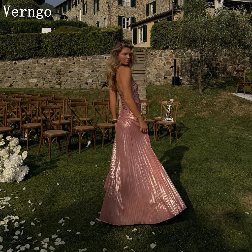 

Verngo Pink Shiny Feathers Evening Dress Strapless A Line Modern Prom Gowns Sexy Cut Out Formal Occasion Dresses Customized