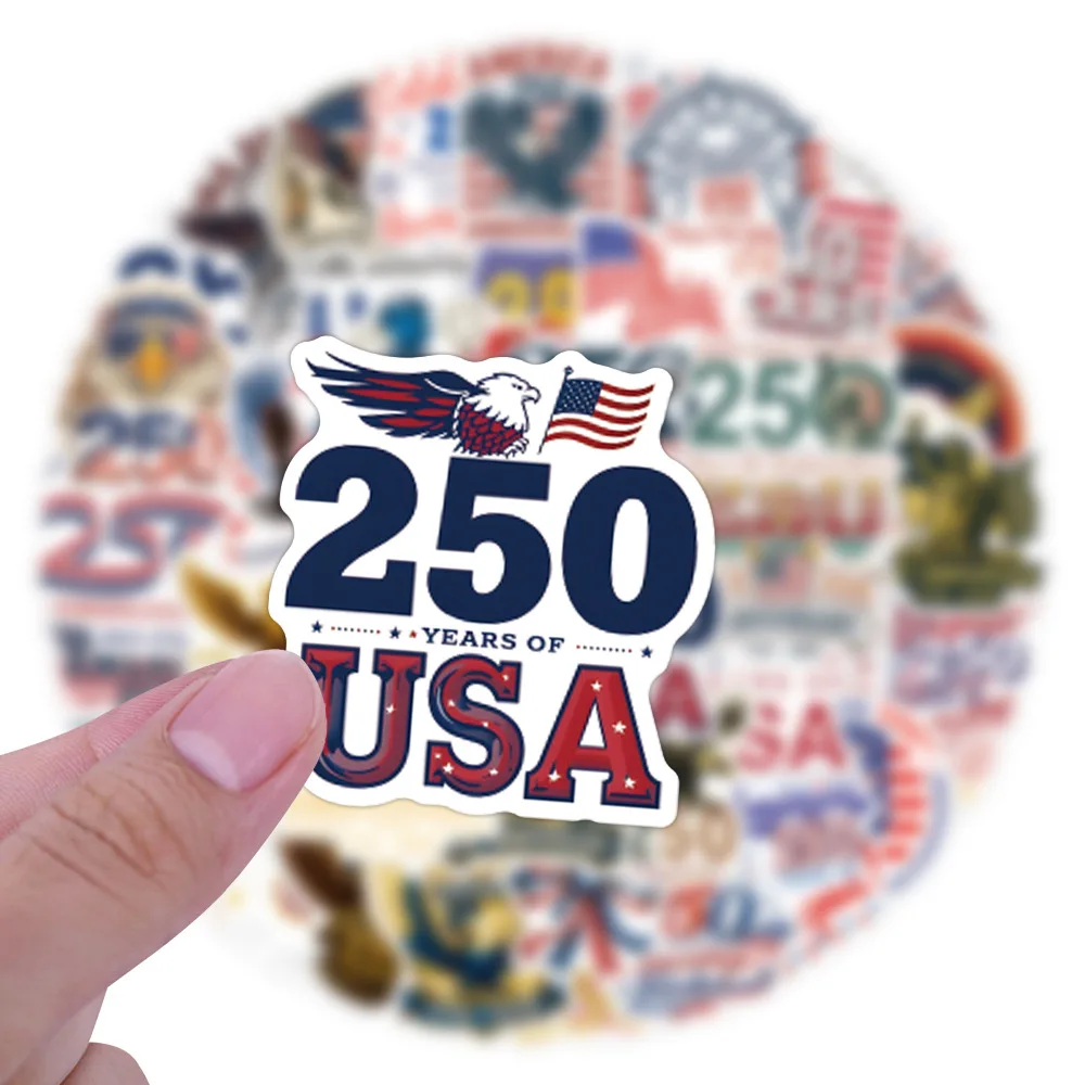 55pcs American 250th Anniversary Graffiti Decoration Stationery Handbook Water Cup Computer Waterproof Sticker