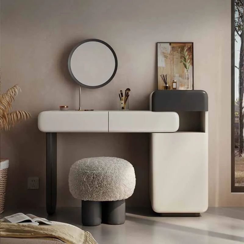 

Mirror Integrated White Dresser Cabinet Makeup Minimalist Modern Vanity Bedroom European Design Penteadeira Furniture Home