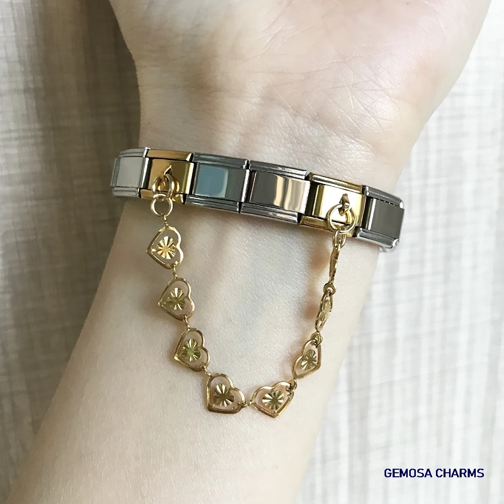 GEMOSA 16 Stil Hängende Herzkette Italienische Charms Link Fit 9mm Armband Edelstahl Frauen Weibliche DIY Herstellung von Schmuck – Detail 7