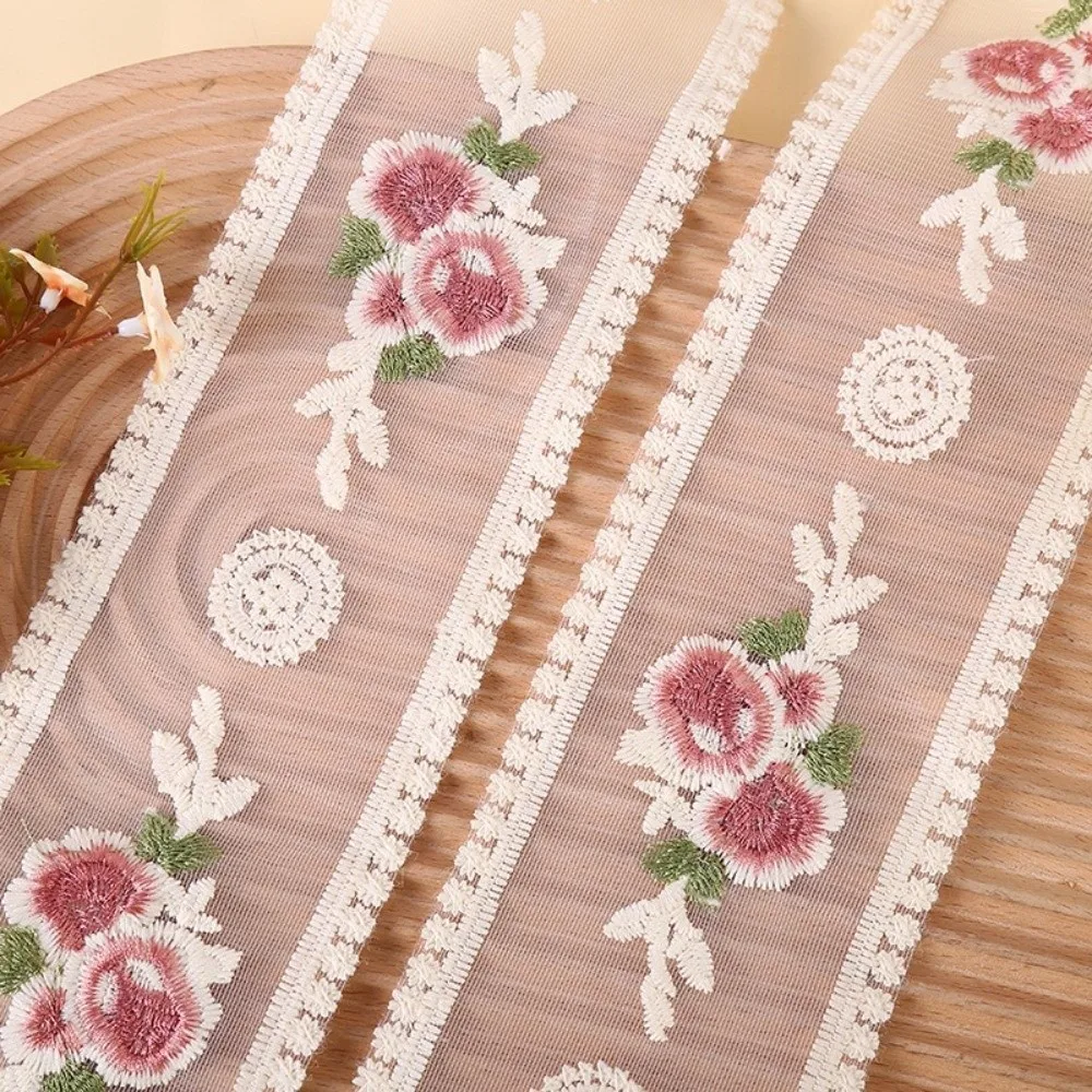 3.5IN x 5 Yards Lace Trim Ribbons Craft Sewing Handmade Bows Sewing Lace Ribbons Gift Wrapping DIY Handicrafts Floral Ribbon