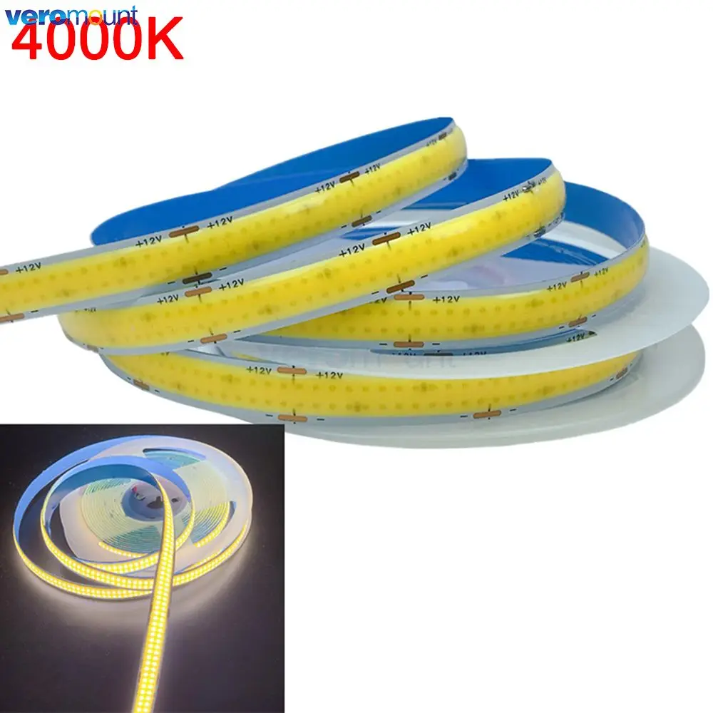 5m Double Row Flexible COB LED Strip DC 12V 24V 624LEDs/m 616LEDs/m LED Tape Light High Brightness 3000K 4000K 6000K 12mm PCB