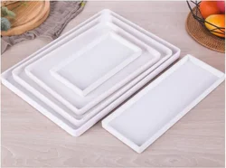 White Rectangular Melamine Tray Water Cup Tea Plate Creative Plastic Room Washing Storage tablet（Logo customized）