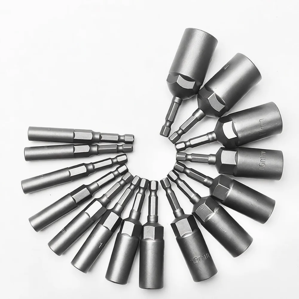 Deep Metric Hex Nut Driver Adapter For Impact Wrench Drill Bits Chrome Vanadium Steel Hand Tool Kit For Home Maintenance Repairs