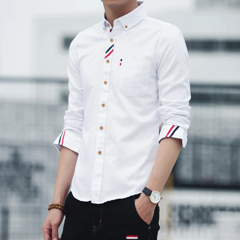 Men's Clothing Spring Autumn Turn-down Collar Button Up Long Sleeve Contrast Color Cardigan Shirt Casual Formal Business Tops