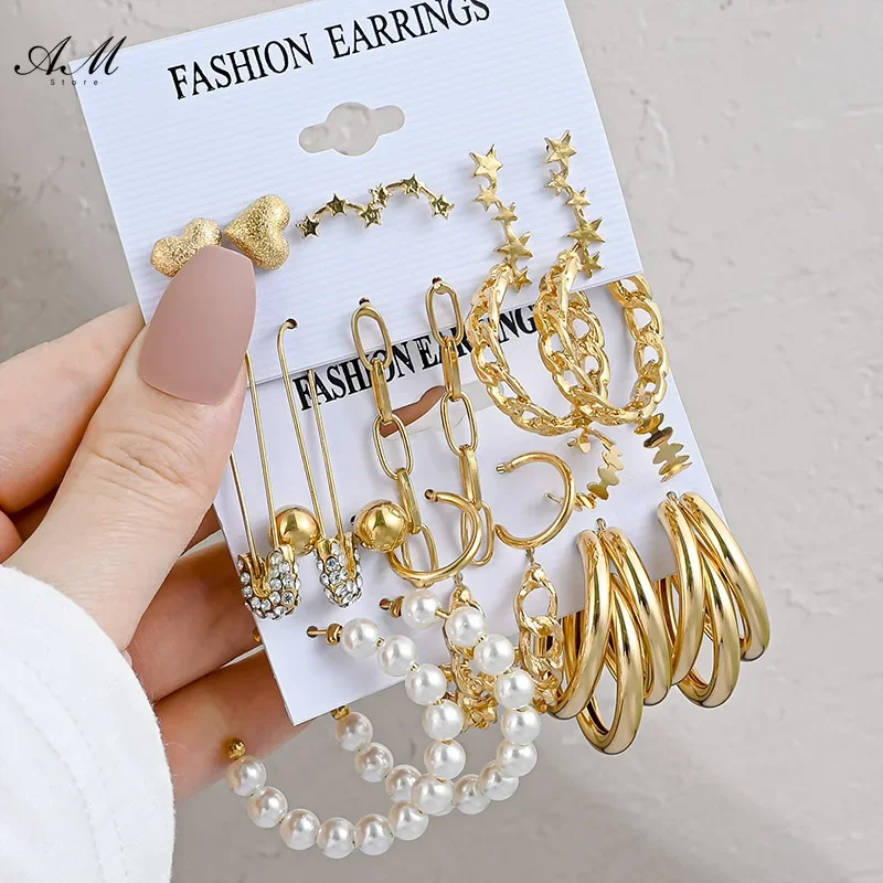 Fashionable Pearl Note Butterfly Geometric Tassel Stud Earrings Women Suit Elegant Charm Engagement Party Jewelry