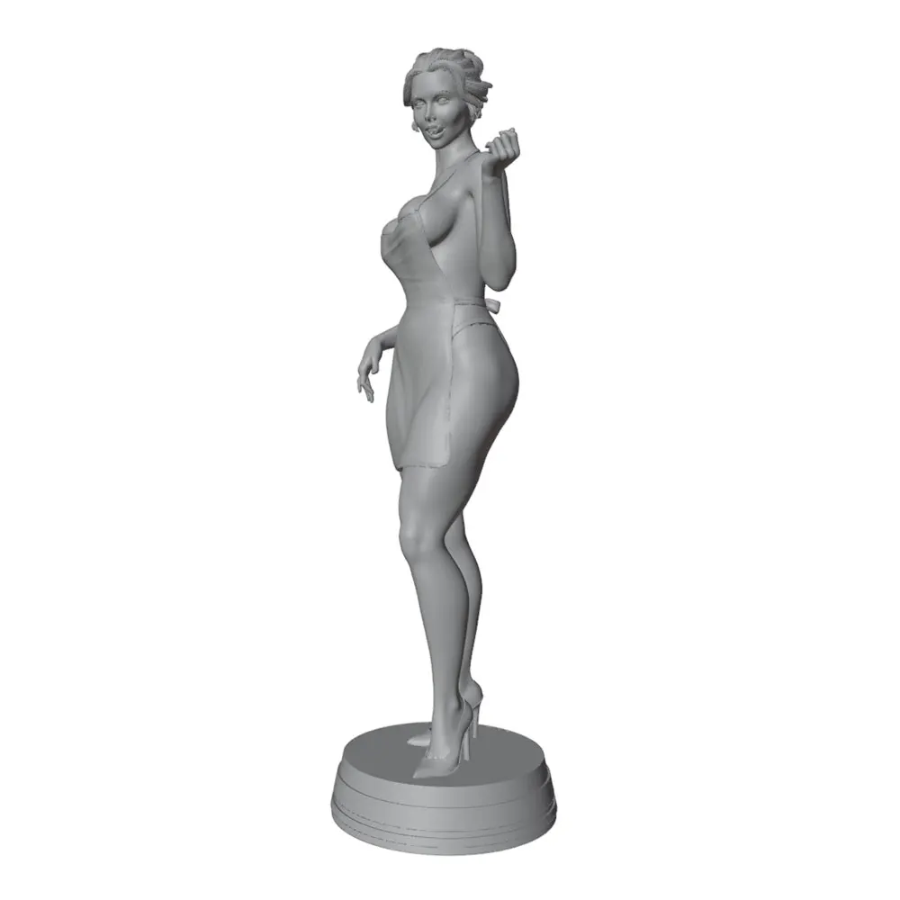 1/24/6 Desk ornament,Restaurant Waiter, Sexy Girl Resin Model Kit GK Mini 3D Printed Gray Model Statue, Unpainted, Unassembled