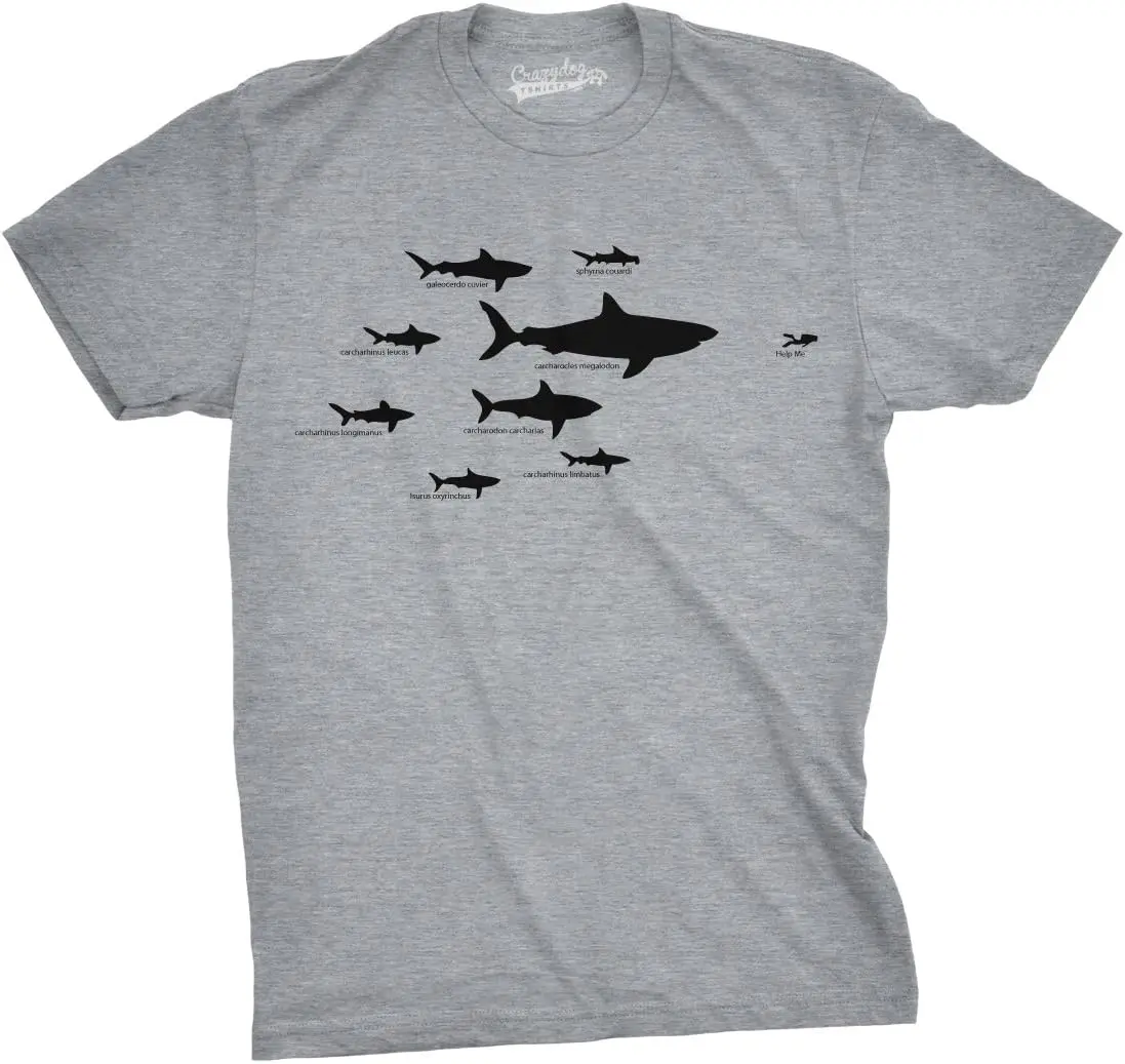 Mens Shark Hierarchy Chart T Shirt Funny Science Ocean Tee for Guys