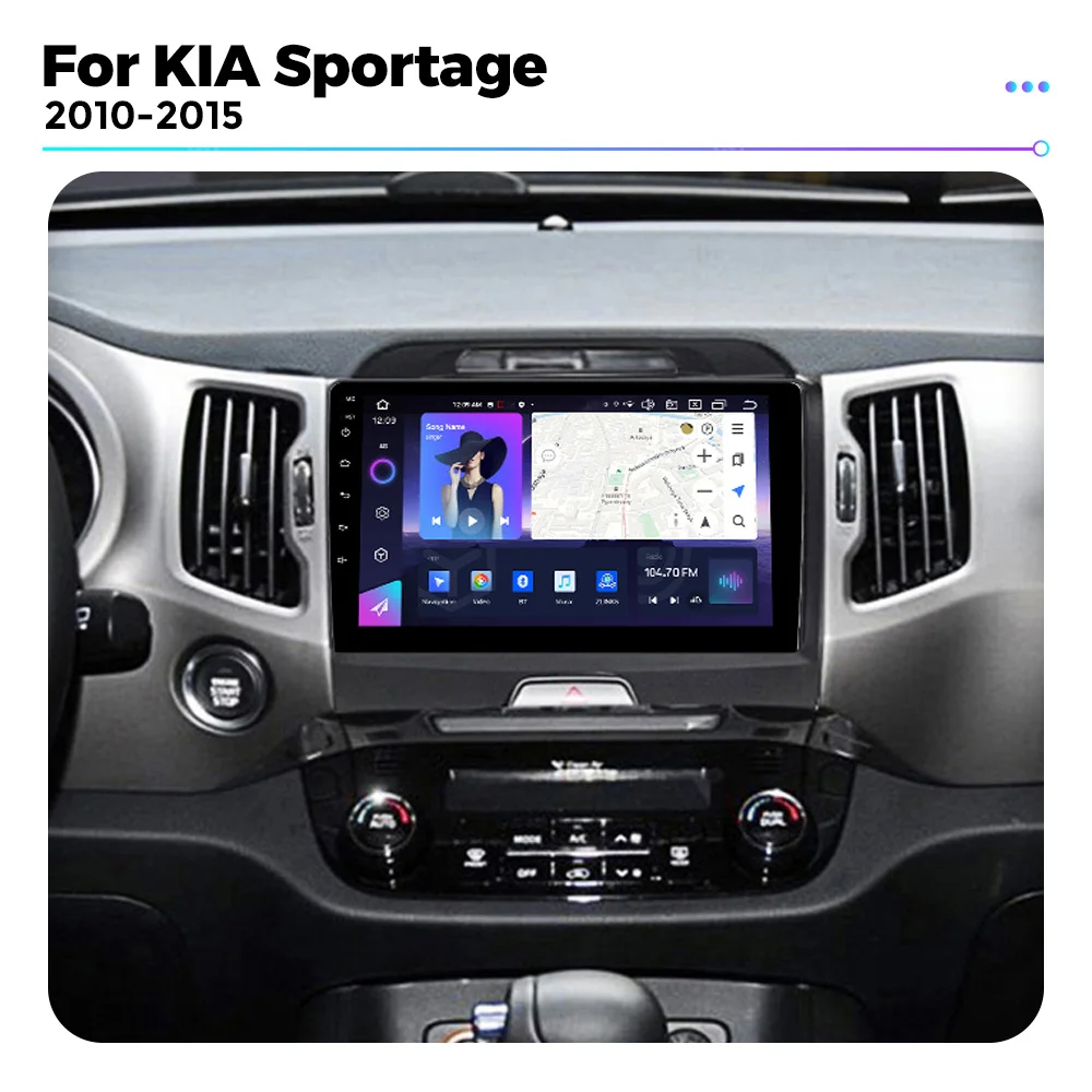 Wireless Car Radio Carplay 4G WIFI for KIA Sportage 3 2010-2015 2016  GPS BT5.0 9inch 2DIN DSP Multimedia Player Android Auto