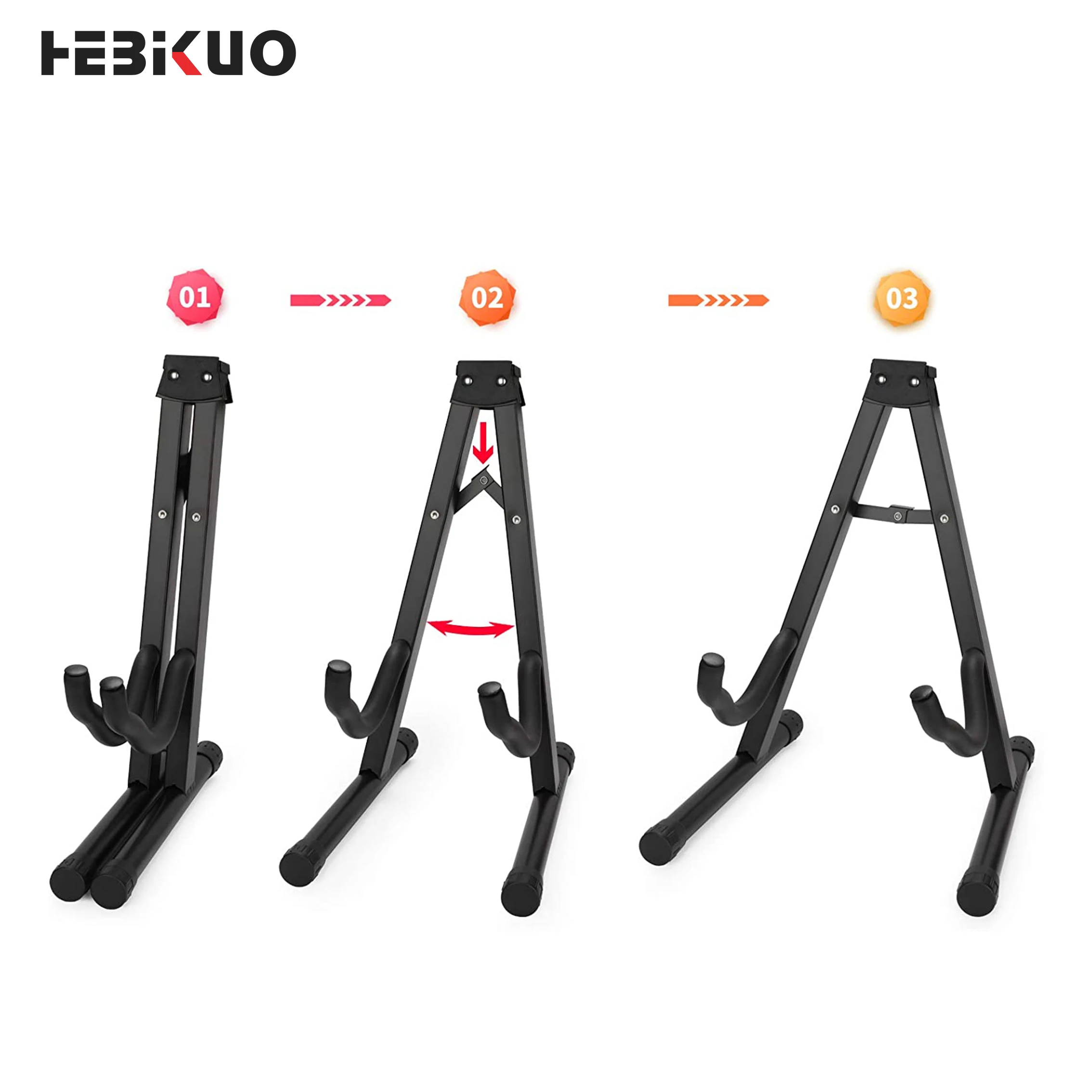 HEBIKUO J-40B Black Portable Foldable Single Floor Guitar Stand For Acoustic Electric Musical Instrument Universal Display