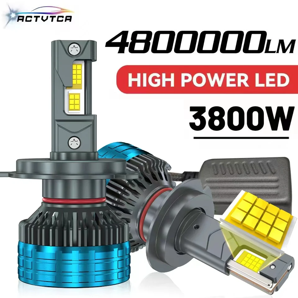 

ACTVTCA 4800000LM H4 H7 Led Headlight H11 H8 H9 9005 9006 9012 HB3 HB4 HIR2 Headlamp 6000K H1 Led Bulbs 3800W Led lights for Car