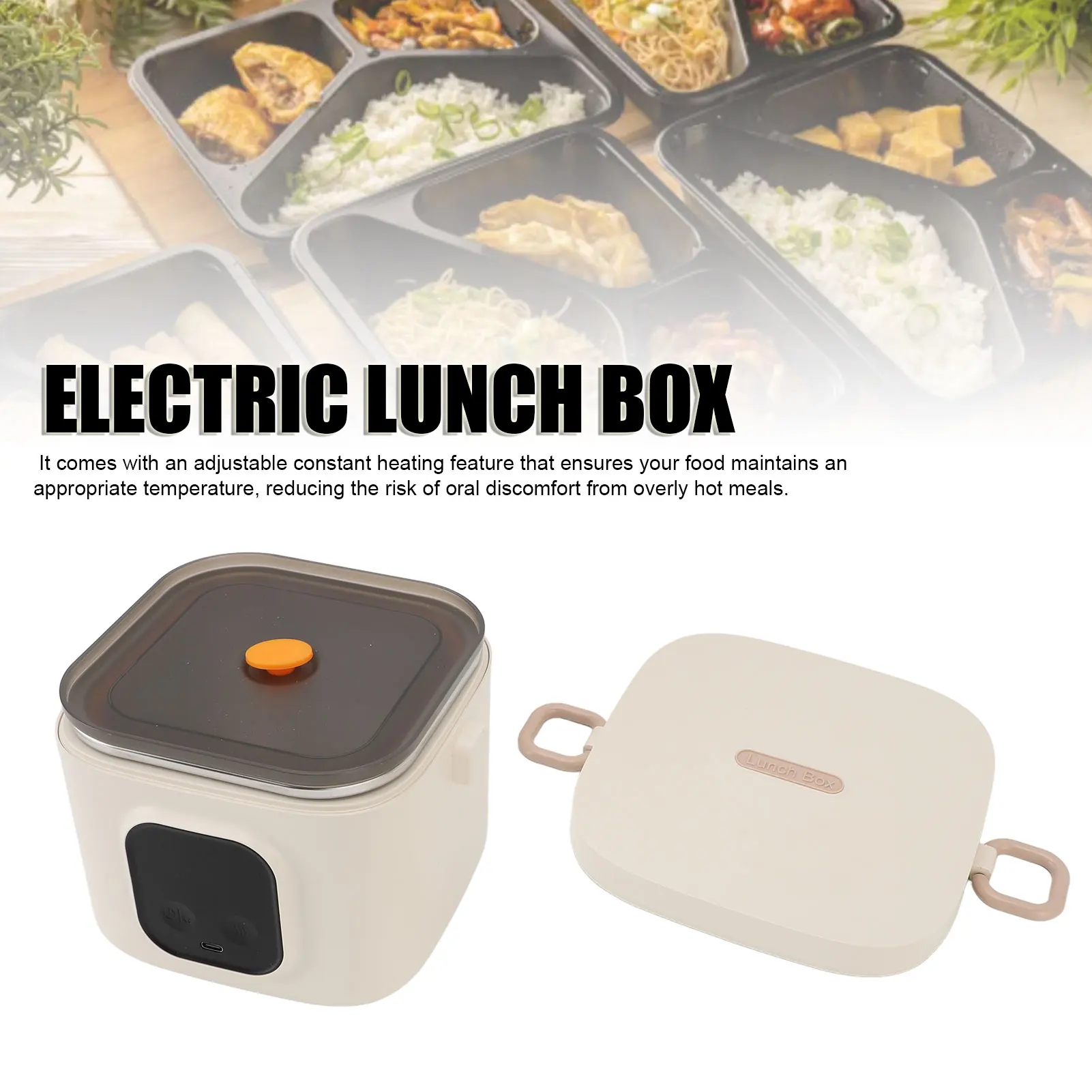 

Перезаряжаемый электрический ланч-бокс на 800 мл, портативный подогреватель еды со стальным внутренним контейнером, легко очищаемый герметичный дизайн, идеальный