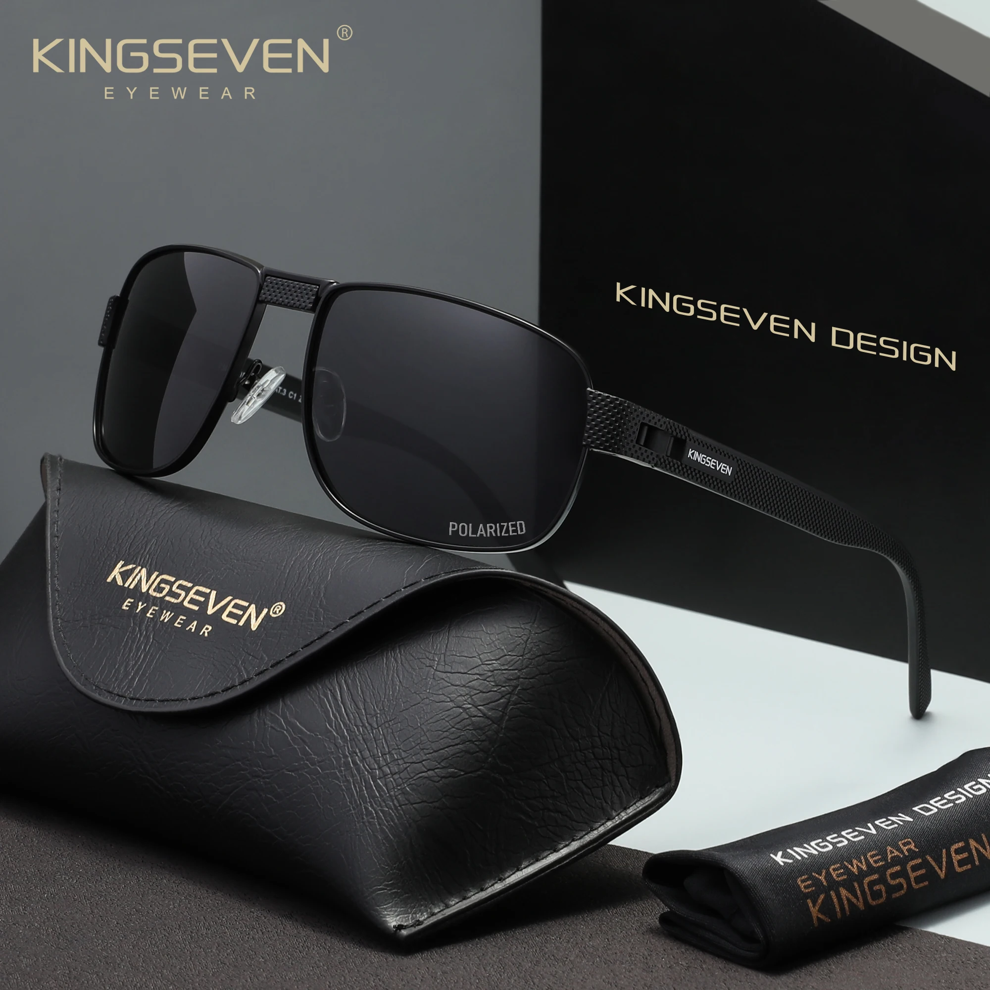 KINGSEVEN Neue Herren-Sonnenbrille im klassischen Rechteck-Stil, polarisiert, Damen-Schutzbrille für den Außenbereich, UV400