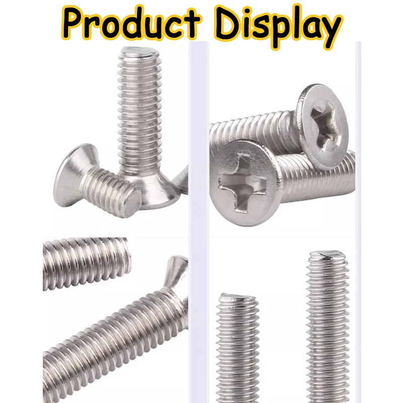 M4 M5 M6 M8 M10 Sekrup Kepala Countersunk Datar Phillips 2 ~ 50 Buah 304 Baut Kepala Countersunk Datar Silang Baja Tahan Karat Panjang: 4-5Mm