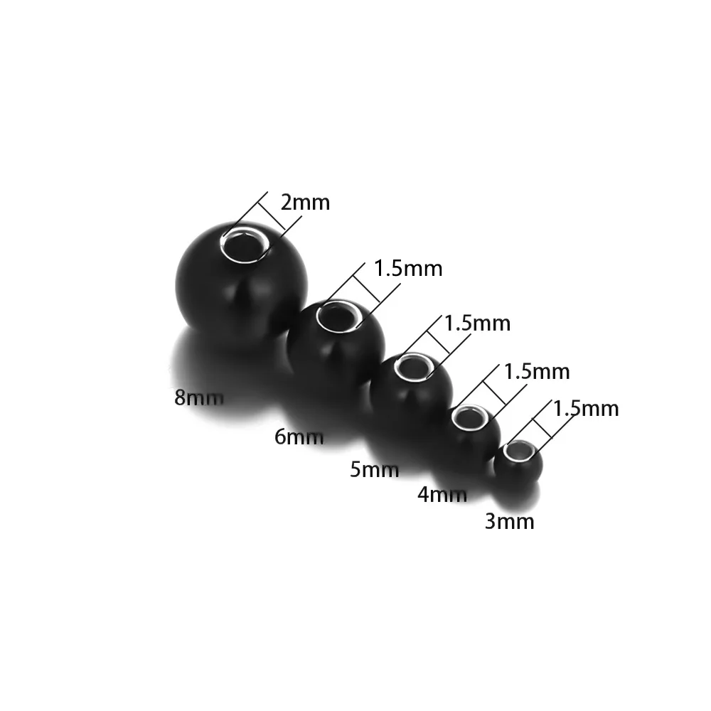 3mm 4mm 6mm 8mm Stainless Steel Rose Gold Color Black Spacer Beads Charm Loose Beads DIY Bracelets Beads for Jewelry Making