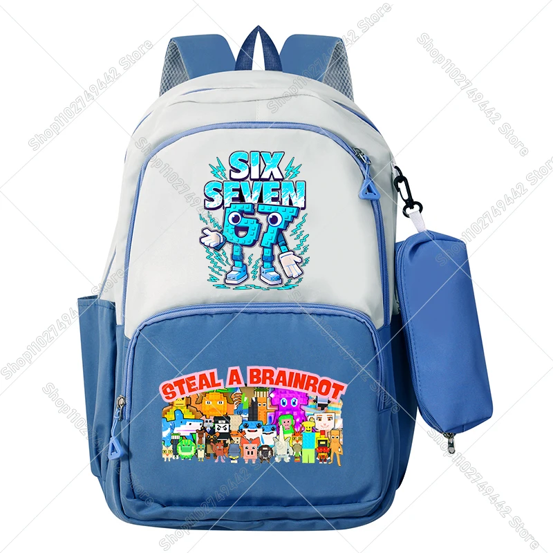 Рюкзак Steal A Brainrot 67, набор пеналов, детский рюкзак большой вместимости, шесть семи мем, школьные ранцы для мальчиков и девочек, наборы