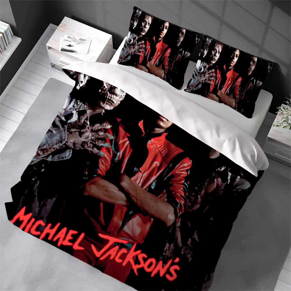 

Комплект постельного белья M-Michael J-Jackson T-Thriller: пододеяльник и 2 наволочки, мягкий хлопок, для дома, студенческого общежития, подарок
