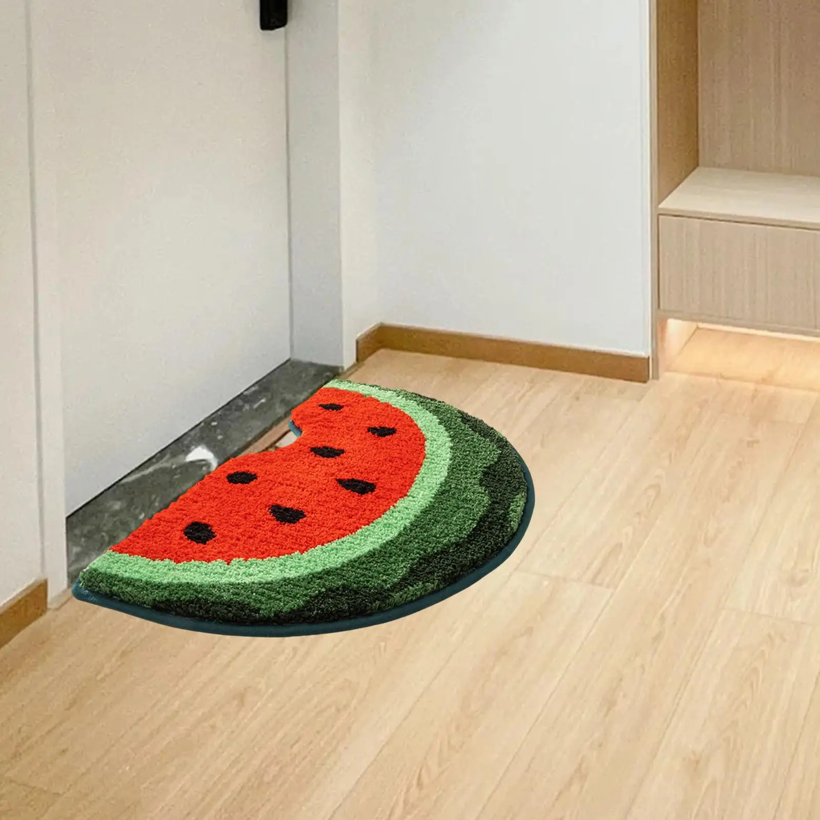 Bathroom Floor Mat Watermelon Shaped Shower Rug Decor Bath Carpet Washable Area