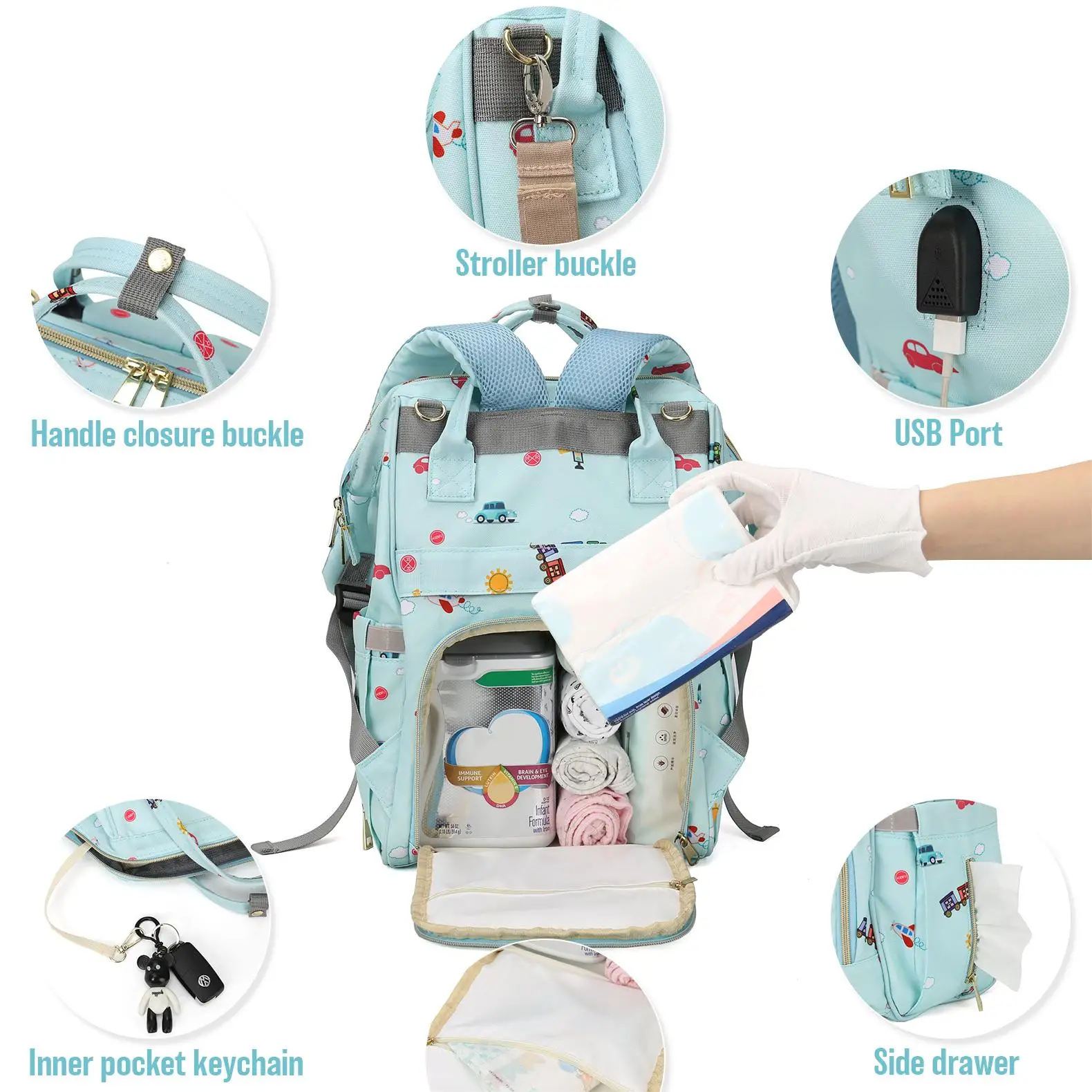 Baby Diaper Bag Backpack for Boys Girls, Diaper Backpack Travel Diaper Bags Changing Pad Shower Newborn Essentials Items for Mom