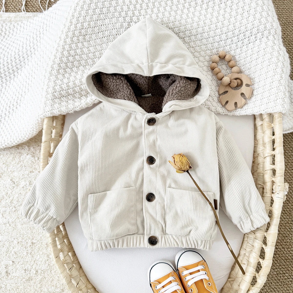 Infant Baby Boy Hooded Heavy Fleece Coat Newborn Baby Girls 0-3 Years Wear Fashion Warm Long Sleeve Toddler Outwear Jacket