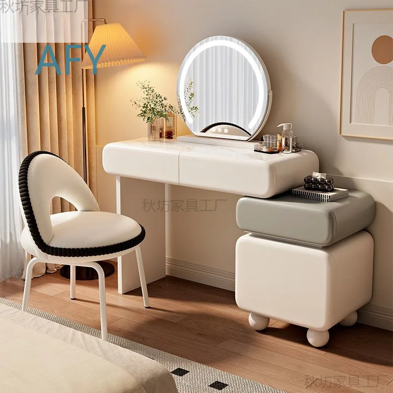New Modern Minimalist Sintered Stone Cream Style Dresser Vanity Combo for Small Bedrooms Apartments Dorm Rooms for IKEA