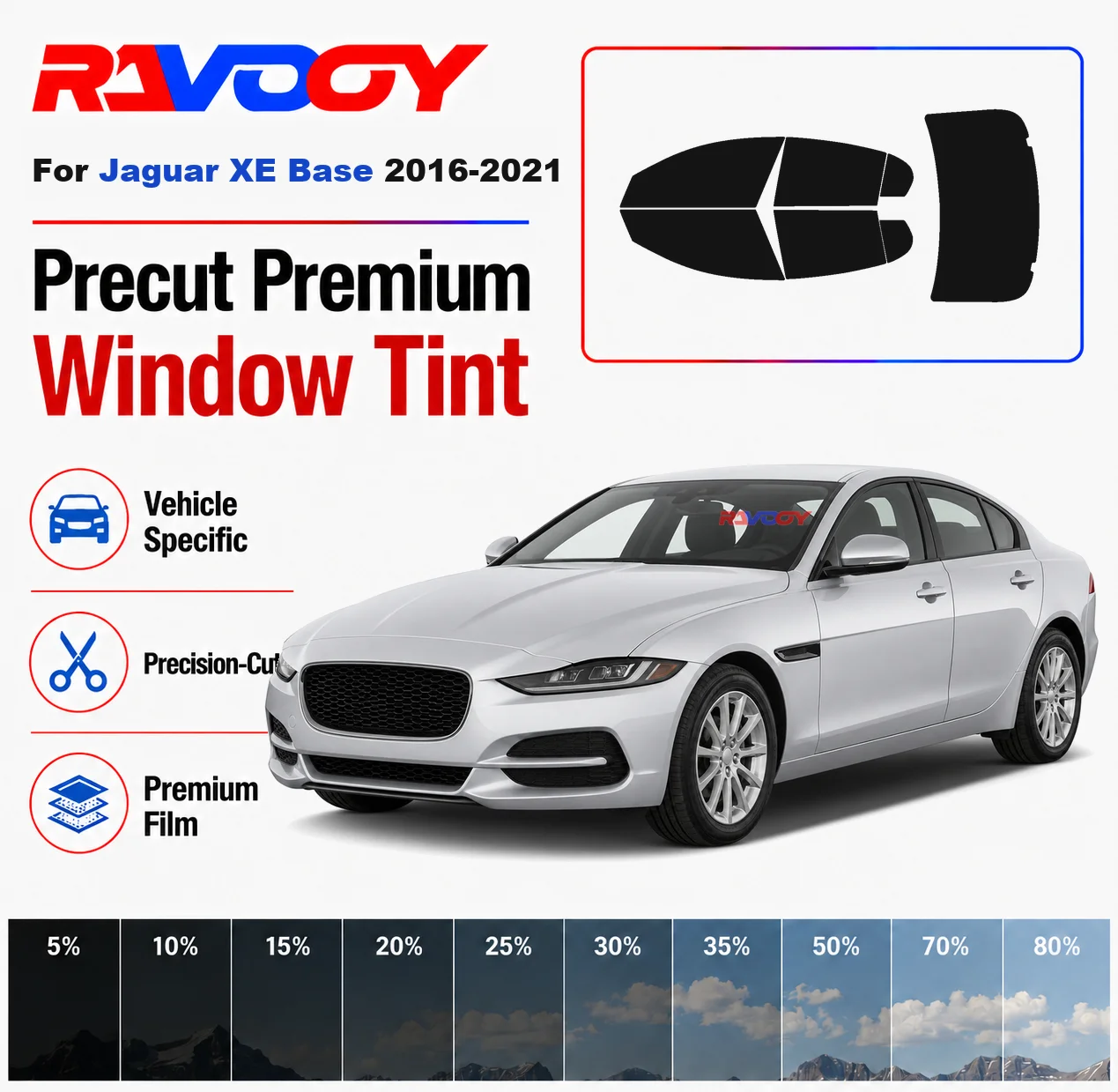 

Premium Precut Window Tint Kit Front Rear Windows Rear Windshield For Jaguar XE Base 2016-2021 Complete Set Nano Ceramic Film