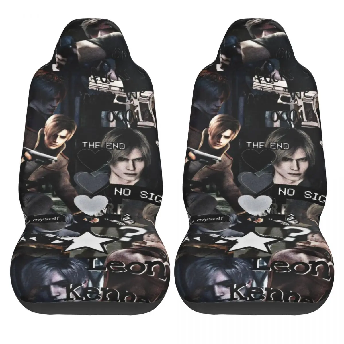 

Leon Kennedy Resident Evil Car Seat Covers 2 Pcs Kawaii Auto Seat Covers Minivan Polyester Comfort Cover