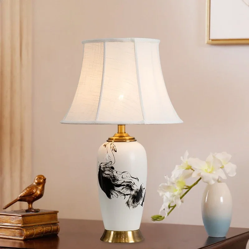 All copper desk lamp, living room light luxury simple creative bedroom bedside lamp