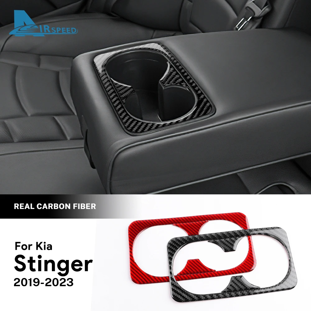 

Real Soft Carbon Fiber Sticker For Kia Stinger 2019 2020 2021 2022 2023 LHD RHD Car Rear Seat Water Cup Interior Accessories
